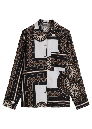 Marc OPolo Casual - Print-Leinenbluse braun/schwarz - Gr. - 42