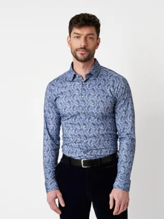 DESOTO - Casual Kent 1/1 paisley light blue denim - Gr. - M