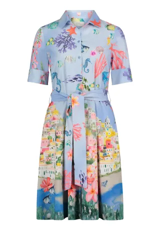 Robe Légère - Hemdblusenkleid Light Blue/Red - Gr. - 36