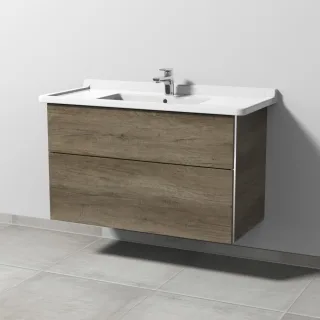 Sanipa 3way Waschtischunterbau zu Duravit Starck 3 Waschtisch mit 2 Auszügen, Eiche-Nebraska BR71237