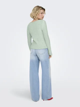 ONLY - ONLPAMELA LS RIB O-NECK PULLOVER CC KNT Green Lily - Gr. - M