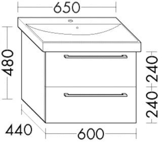 Burgbad Waschtischunterschrank Sys30 PG4 Sana 480x600x450 Salbeigrau Hochglanz, WVPY060F5968 WVPY060F5968