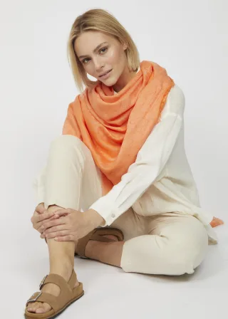 Edles XL-Tuch mit Monogramm-Muster orange - Gr. - one size