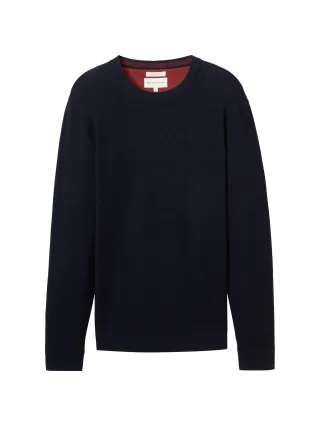 Tom Tailor - Strickpullover aus Baumwolle knitted navy melange - Gr. - M