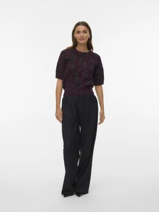 VERO MODA - VMZUZU 2/4 O-NECK PULLOVER winetasting - Gr. - M