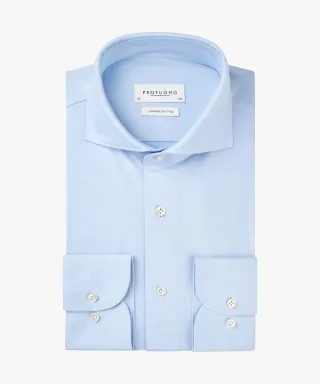 Profuomo - Hellblaues Japanese-Knitted-Hemd blau - Gr. - 39