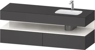 Duravit Qatego Einbauwaschtisch mit Konsolenwaschtischunterbau Graphit Matt 1600x550x600 mm - QA4796 QA4796022490000