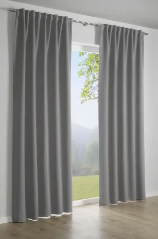 Sehlbach Gardine "Schal Dimout Uni" Schlaufen 1 Stk. tlg. mit Gardinenband und verdeckten Schlaufen