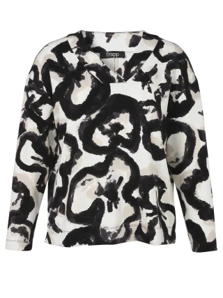 Frapp - Sweatshirt V-Ausschnitt 1/1 Arm Druck black multicolor - Gr. - 44