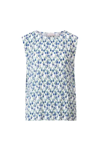 Rich & Royal - Printed Crinkle Top palace blue - Gr. - M