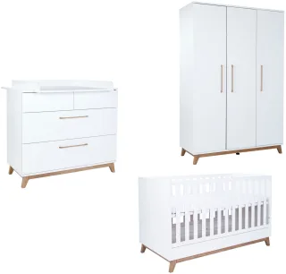 arthur berndt Babymöbel-Set "Babyzimmer Set "Lina" 3-teilig" Spar-Set, Das Set besteht aus Kleiderschrank, Kinderbett und Wickelkommode, 3 Stk. tlg.