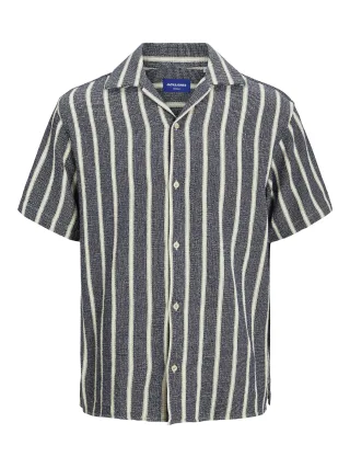JACK&JONES - JJECOBA STRIPE RESORT SHIRT SS SN Ocean Cavern - Gr. - S