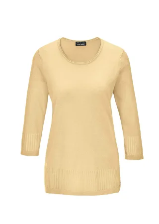 GOLDNER 3/4 Arm-Pullover "Kurzgröße Ajour-Pullover mit Durchbrüchen" Ohne