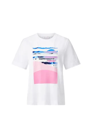 Rich & Royal - easy fit T-Shirt sunset print organic white - Gr. - M