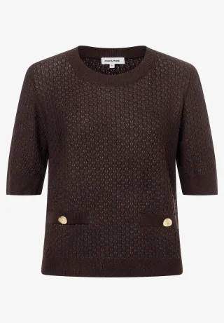 MORE & MORE - Struktur-Pullover braun - Gr. - 40