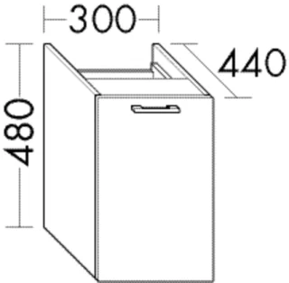 Burgbad Unterschrank Sys30 PG3 Diago 480x300x440 Lichtgrau Matt, WUYQ030F3355 WUYQ030F3355