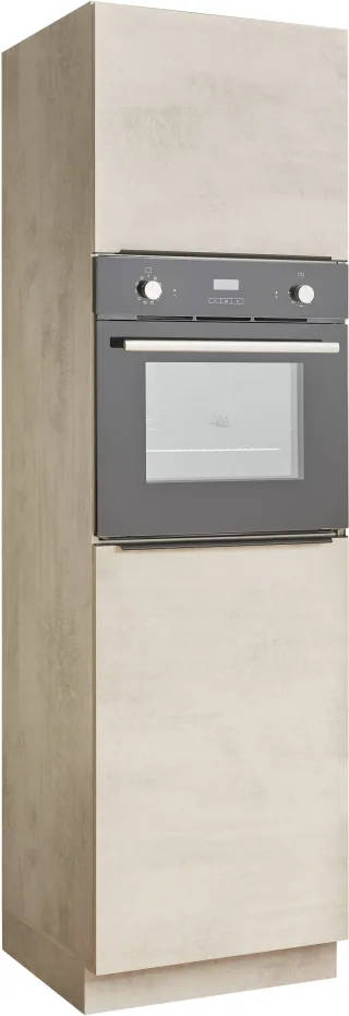 BASIC by Balculina Backofen/Kühlumbauschrank "Sanibel Küchenschrank Chromix Weiß, Hochschrank BxHxT 60 x 210 x 58" 1 Stk. tlg. Mit 2 Türen, Platz für Backofen und Einbaukühlschrank, Breite 60cm