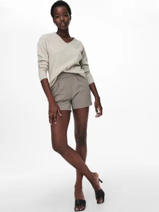 ONLY - ONLCAMILLA V-NECK L/S PULLOVER KNT NOOS pumice stone - Gr. - XL