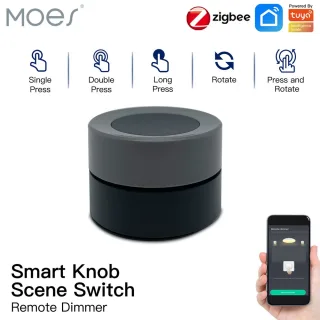 MOES Tuya ZigBe Smart Knob Switch Wireless Scene Button Controller Battery Powered Automation Scenario Smart Life App