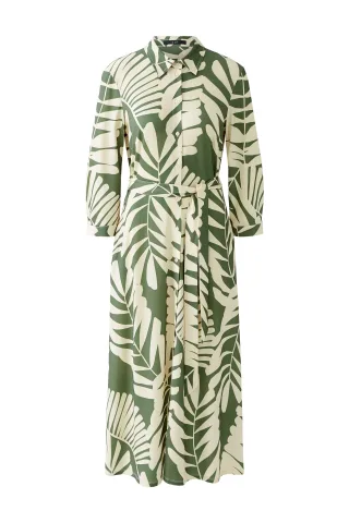Oui - Hemdblusenkleid Silky Touch green white - Gr. - 42