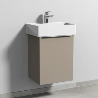 Sanipa 3way Waschtischunterbau zu Duravit Dura Square Waschtisch mit 1 Tür, Sandgrau-Matt UF42567