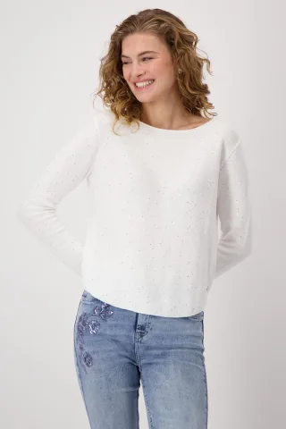 monari - Pailletten-Pullover off-white - Gr. - 46