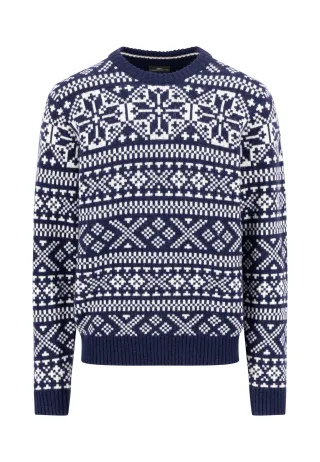 FYNCH-HATTON - O-Neck, Big Jacquard navy - Gr. - L