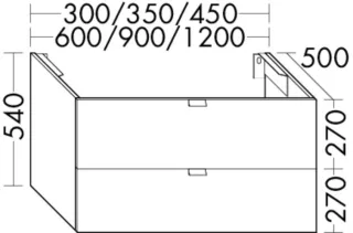 Burgbad Unterschrank rc40 System PG2 540x1200x500 Eiche Schwarz, WWRP120F4106 WWRP120F4106