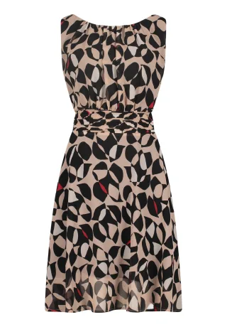 Betty & Co - Chiffonkleid taupe/black - Gr. - 42