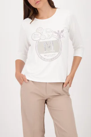 monari - Shirt mit Schmuckemblem off-white - Gr. - 42
