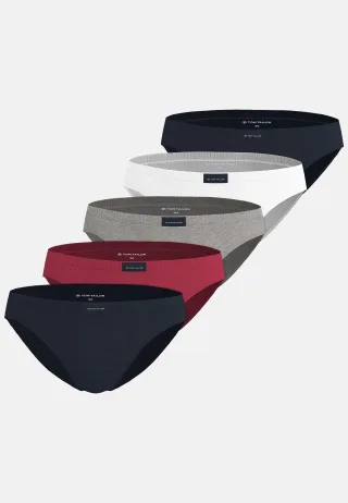 TOM TAILOR BODYWEAR - TOM TAILOR Herren Mini-Slip uni 5er Pack navy-white-red - Gr. - M