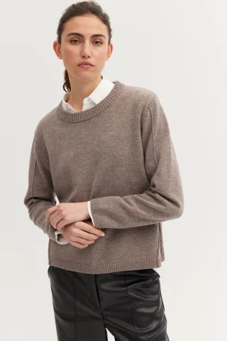THE FASHION PEOPLE - Chunky oversized Merino Pullov mushroom melange - Gr. - M