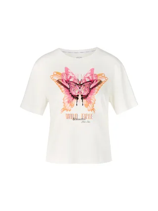 Marc Cain Collections - T-Shirt mit 3D-Motiv off-white - Gr. - 40