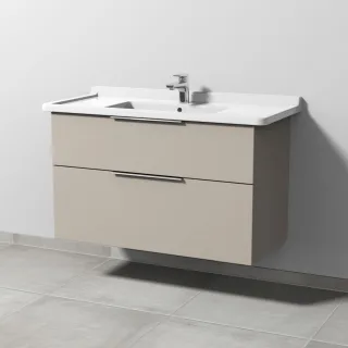 Sanipa 3way Waschtischunterbau zu Duravit Starck 3 Waschtisch mit 2 Auszügen, Kaschmir-Matt UP7121U