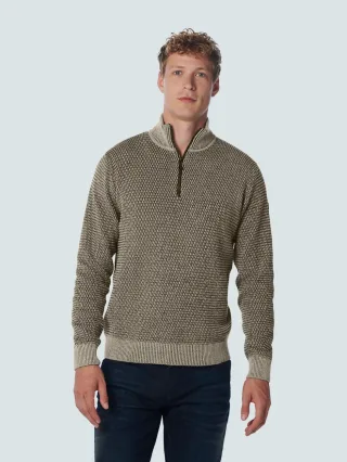 No Excess - Pullover Half Zipper 2 Coloured Melange stone - Gr. - XXXL