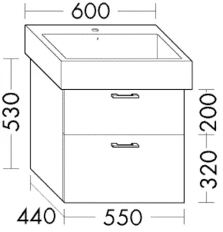 Burgbad Waschtischunterschrank zu Keramik Sys30 PG4 Sana 530x550x440 Lichtgrau Hochglanz, WUUD055F3 WUUD055F3363