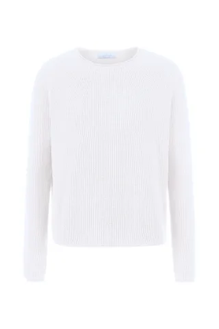 Rich & Royal - Seamless Crew Neck Half Cardigan Organic pearl white - Gr. - L