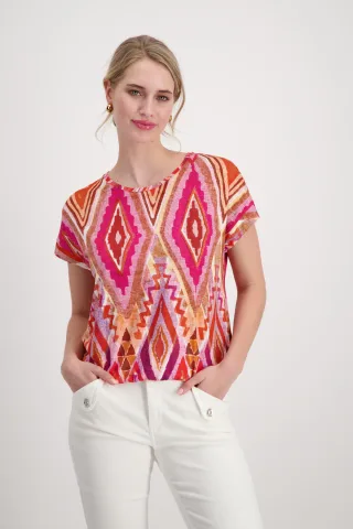 monari - Shirt mit Ikatmuster berry sorbet gemustert - Gr. - 36