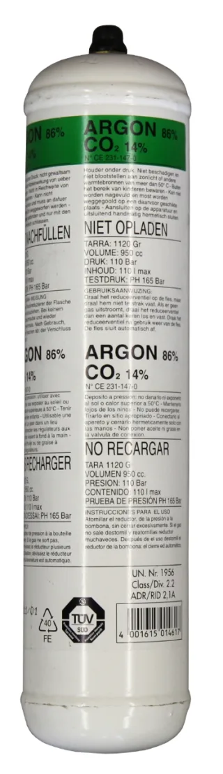 ELMAG Einwegflasche Mischgas Ar 86% / Co2 14% - 54100