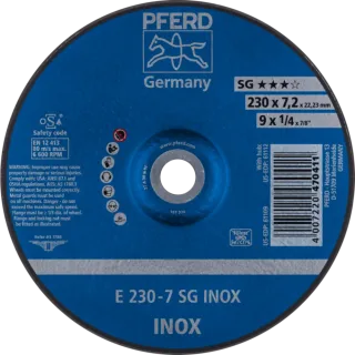 PFERD TOOLS Schruppscheibe E Leistungslinie SG INOX für Edelstahl - 62223632