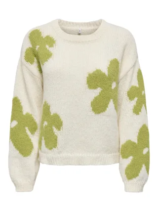 ONLY - ONLBOOTLE LS FLOWER O-NECK KNT - Gr. - L