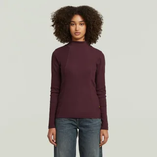 G-Star - A line slim rib mock t ls wmn maroon - Gr. - XL