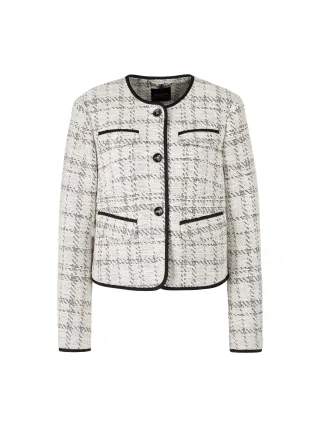 Marc Cain Collections - Jacquard-Jacke mit Kontrastdetails smoke - Gr. - 38
