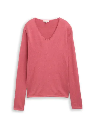 Tom Tailor - Pullover mit V-Ausschnitt cozy pink - Gr. - XS