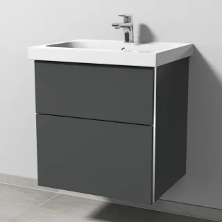 Sanipa 3way Waschtischunterbau zu Geberit iCon Light Waschtisch mit 2 Auszügen, Anthrazit-Matt BR57322