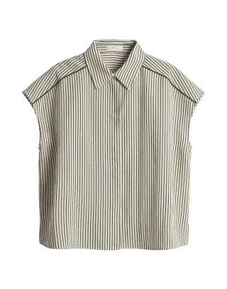 Opus - Streifenbluse aus nachhaltigem Viskosemix - Famella beige/grün - Gr. - 36