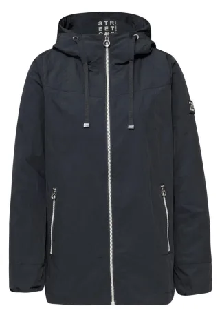 Street One - Leichte Übergangsjacke mit Kapuze blau - Gr. - 36