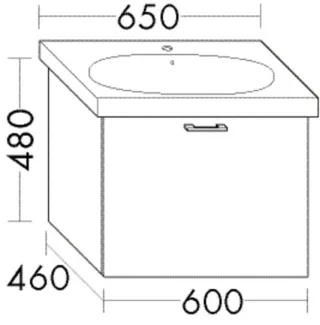 Burgbad Waschtischunterschrank Sys30 PG2 Echo 480x600x460 Eiche Dekor Rost, WVYZ060F3810 WVYZ060F3810