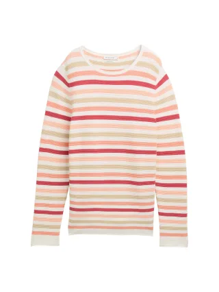 Tom Tailor - Strickpullover aus Baumwolle peachy knit stripe design - Gr. - XXXL