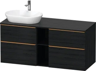 Duravit D-Neo Konsolenwaschtischunterbau wandhängend Eiche Schwarz Matt 1400x550x664 mm - DE4970L041 DE4970L04160000